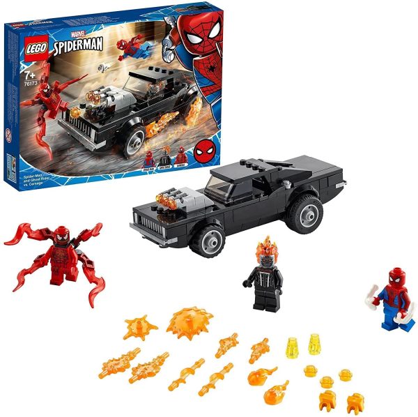 LEGO 76173 Spider-Man and Ghost Rider vs. Carnage with Toy Car for Building, Marvel Super Heroes Set