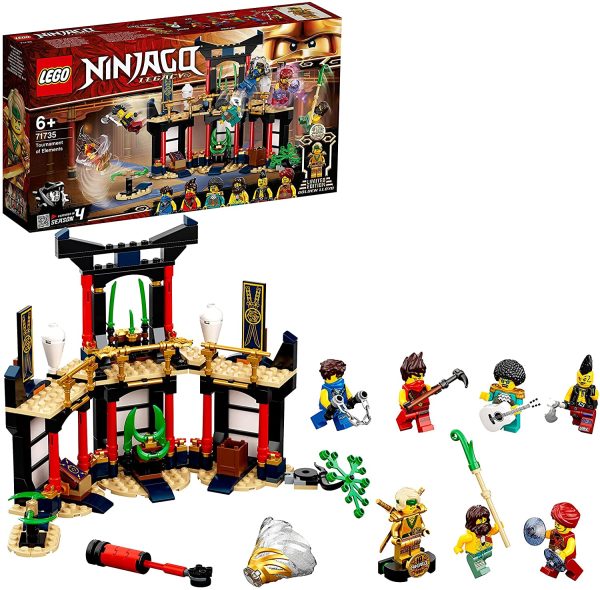 Lego 71735 Ninjago Tournament of Elements Temple Construction Set with Battle Arena and Collectable Figure of the Golden Ninja Lloyd