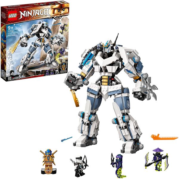 LEGO 71738 NINJAGO Legacy Zanes Titan-Mech Ninja Construction Set with Jay as Golden Figure and 2 Ghost Fighters