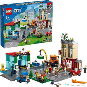 LEGO 60292 City Centre Construction Set with Toy Motorbike, Bike, Truck, Road Slabs and 8 Mini Figures