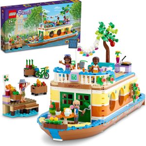 LEGO 41702 Friends House Boat, Toy Boat for Children from 7 Years with Garden, 4 Mini Dolls and Animal Figure, Nature-Inspired Gift