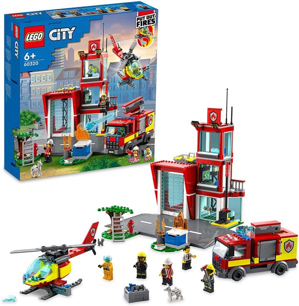LEGO 60320 City Fire Station Fire Engine Toy for Children from 6 Years with Garage, Fire Engine and Helicopter, Fire Station